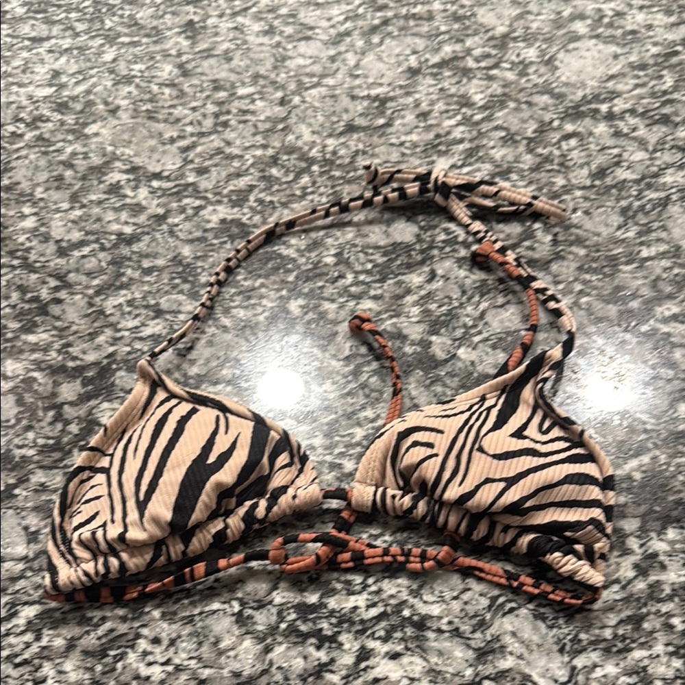 Zebra Print Triangle Bikini Top